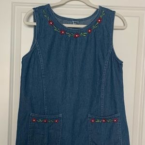 Vintage Denim Jumper with Floral accent